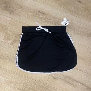 Black Mini Skirt with White Trim - Athletic Drawstring Waist